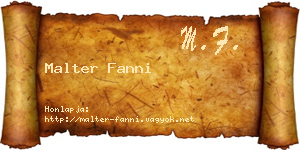 Malter Fanni névjegykártya